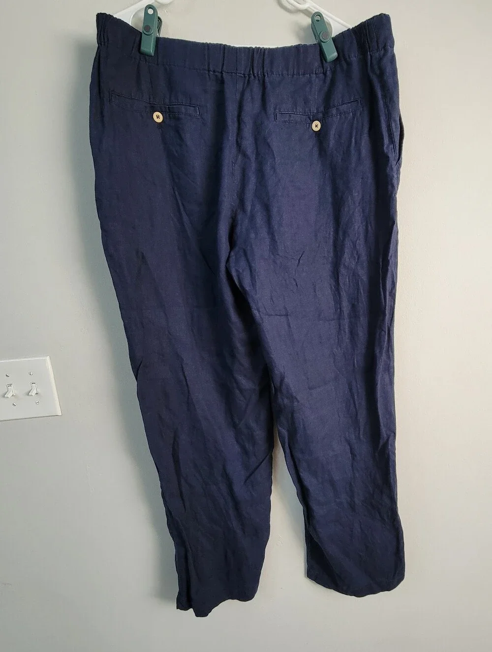 Quince Linen Navy Trouser Women Size XL Old Money Capsule Minimal Resortwear